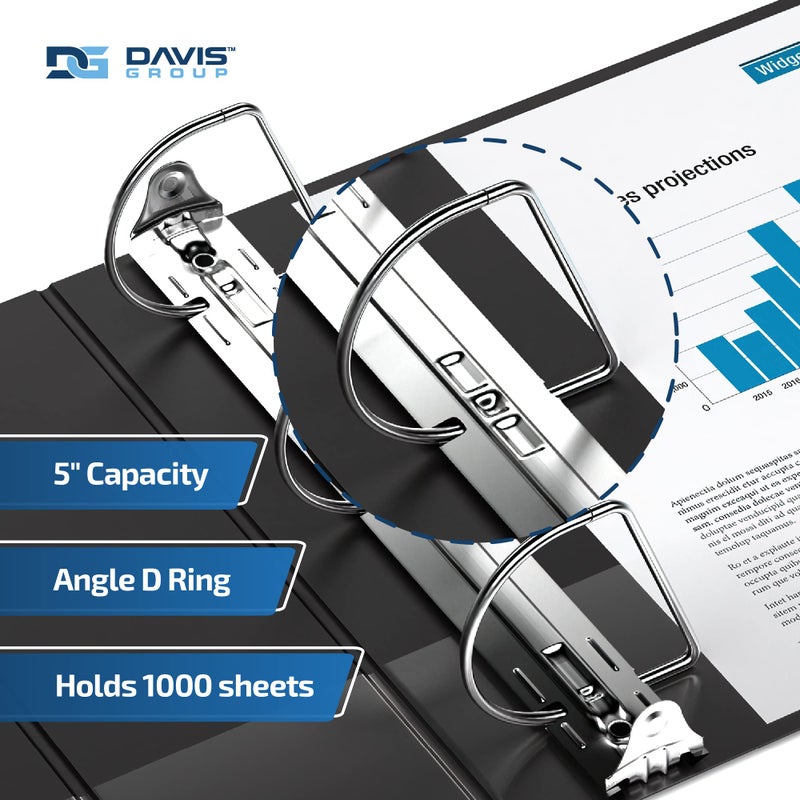 Davis Group Easyview Premium 3-Ring Binders with Clear-View Covers and D Rings, Binders for School or Office, 5 Inch, Pack of 4, Black - Image 2
